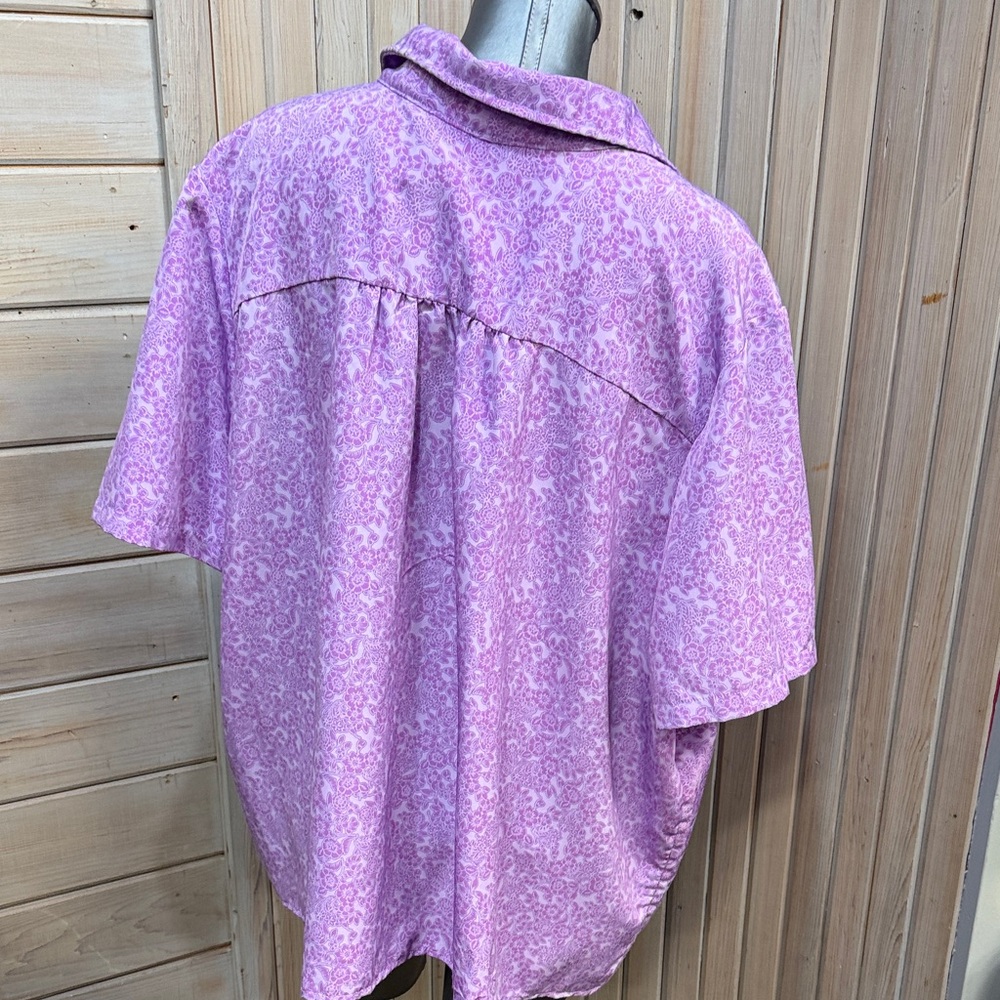 Woman Within Lavender Floral Button Down Shirt - Picture 3 of 8